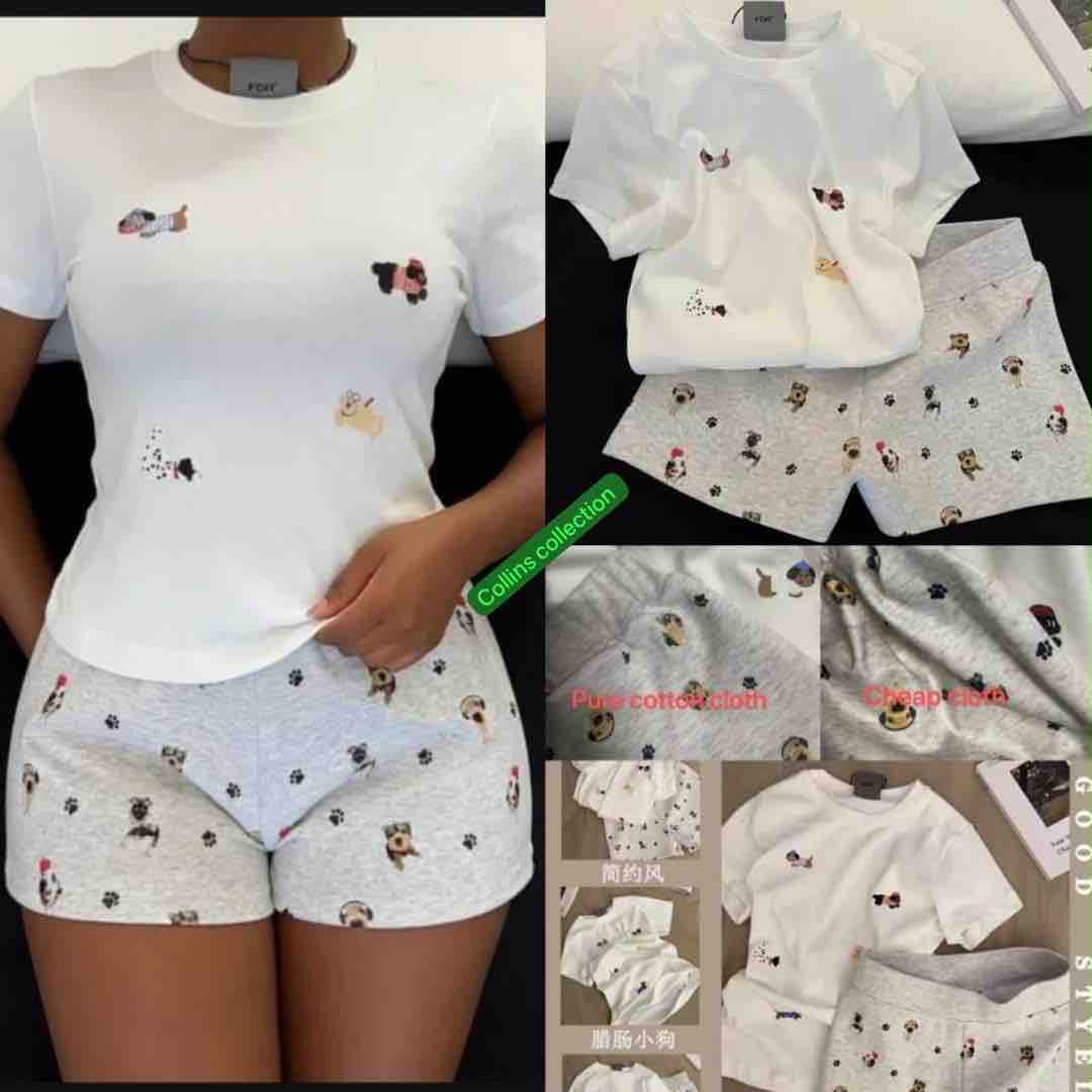 Women's Dog Print Two-Piece Loungewear Set