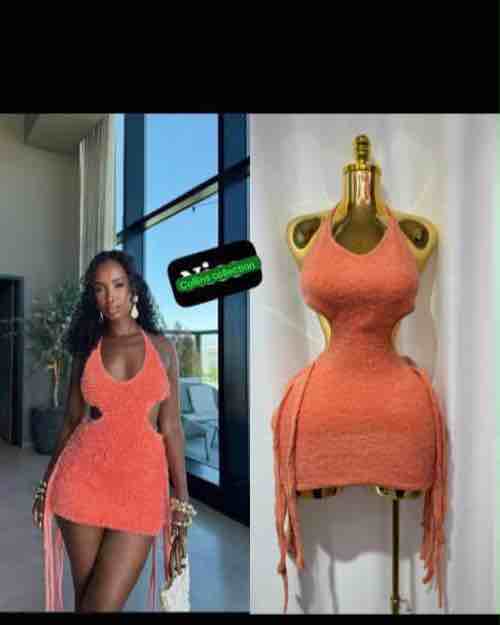 Orange Halter Cut-Out Mini Dress