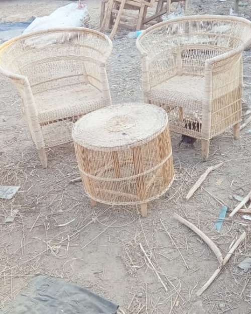 Handcrafted Cane Chairs and Table Set