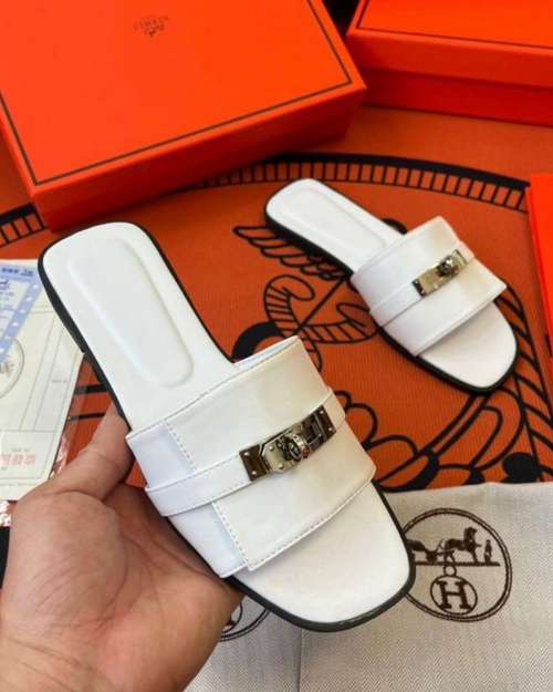 White Buckle Detail Slippers