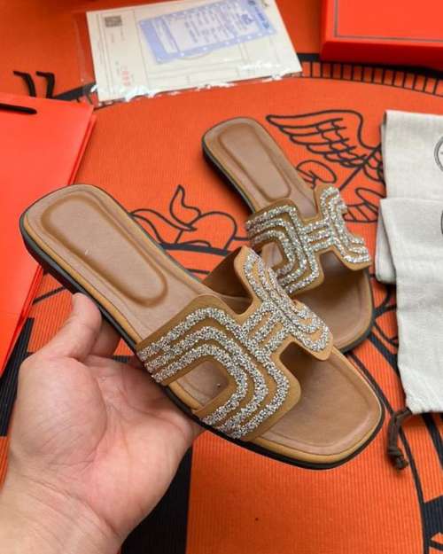 Women's H-Strap Rhinestone Slippers