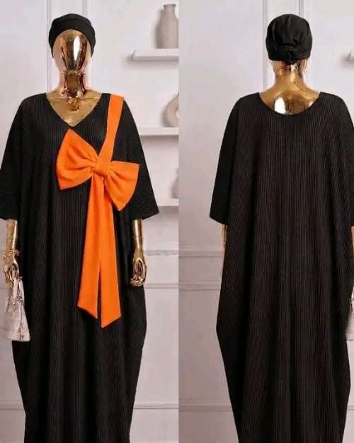 Women's Kaftan Dress with Orange Bow