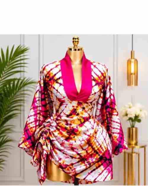 Women's Ankara Cotton Tie-Waist Top