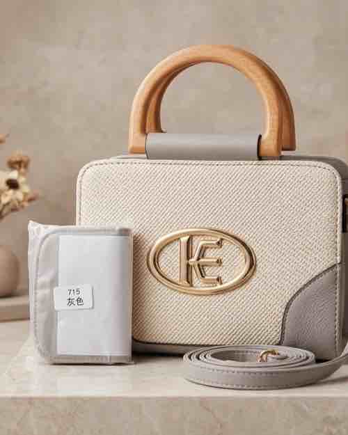 Women's Top Handle Shoulder Bag with 'E' Emblem