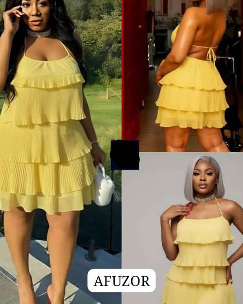 Yellow Ruffled Mini Dress