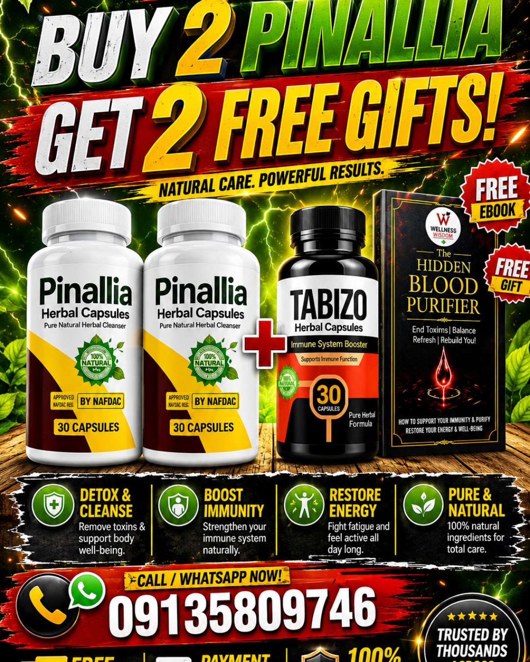 Pinallia Herbal Capsules & Tabizo Herbal Capsules Bundle