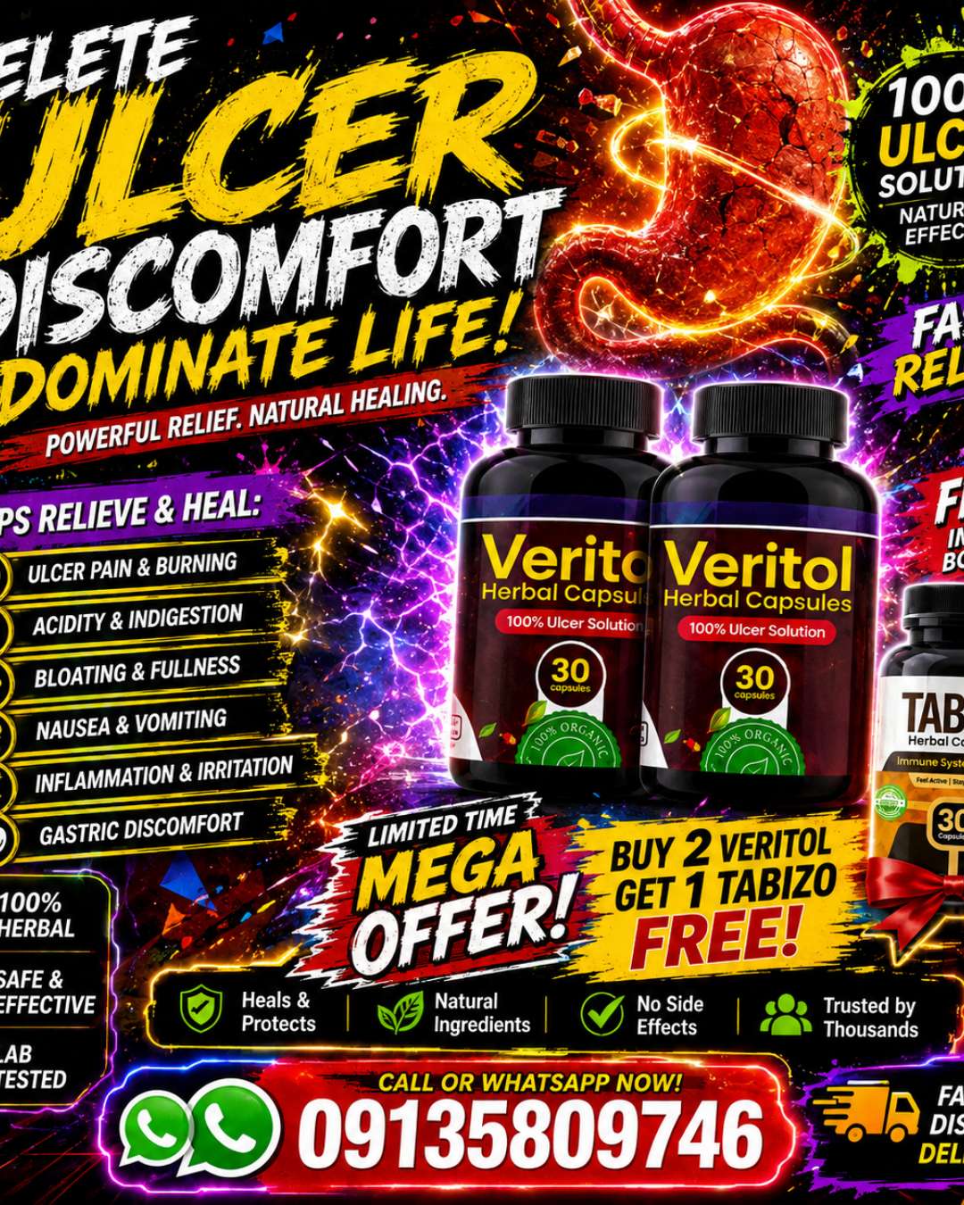 Veritol Herbal Ulcer Relief Capsules