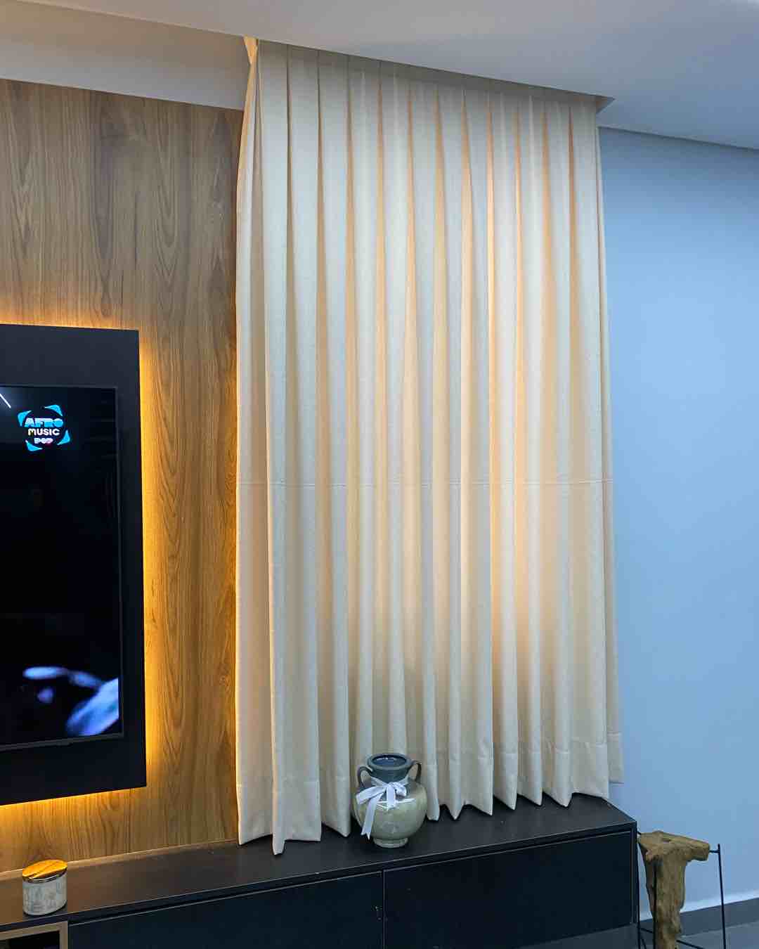 Cream Pleated Curtains