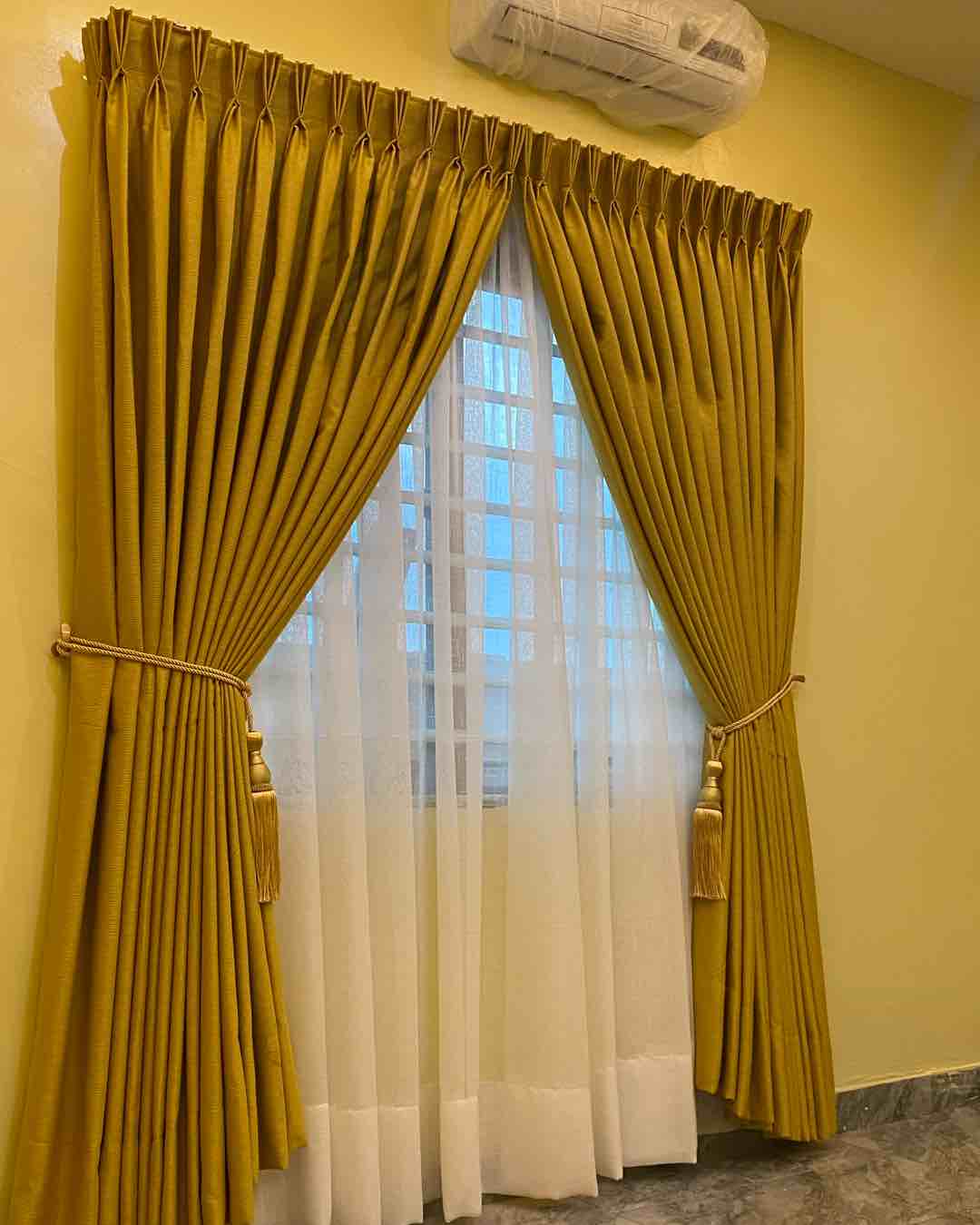 Gold and White Window Curtains