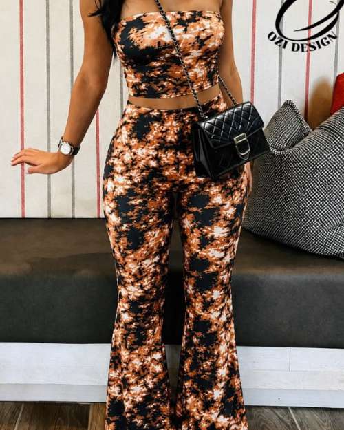Floral Print Two-Piece Outfit
