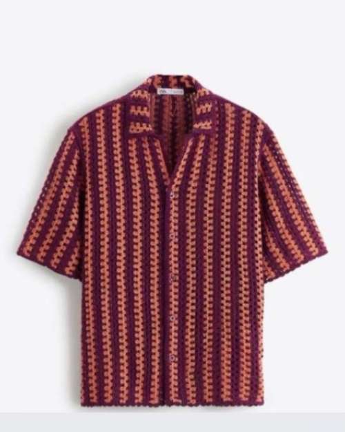 Men's Striped Crochet Shirt