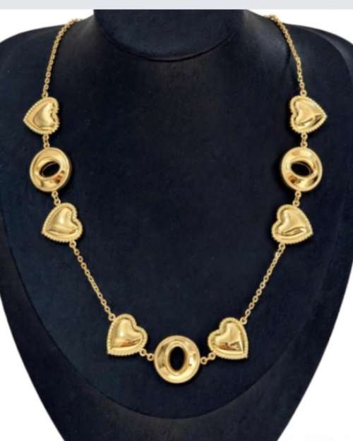 Gold Heart and Circle Charm Necklace