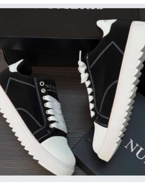 Black and White Lace-Up Sneakers