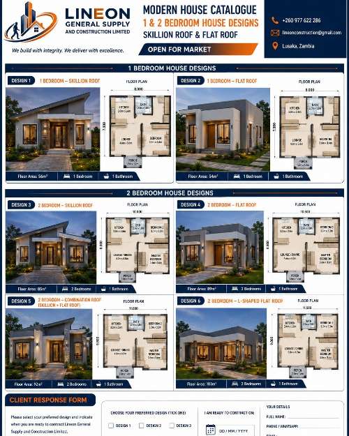 Modern 1 & 2 Bedroom House Designs
