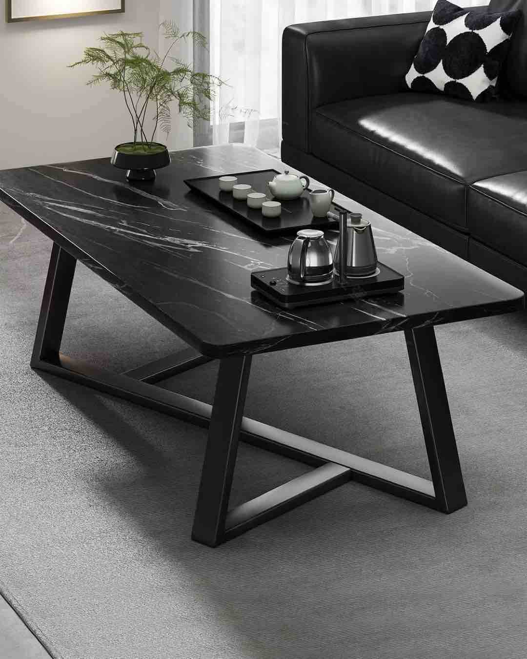 Black Marble Top Coffee Table