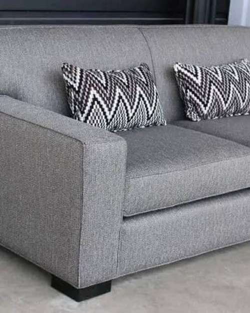 Grey Fabric Sofa with Zigzag Pillows