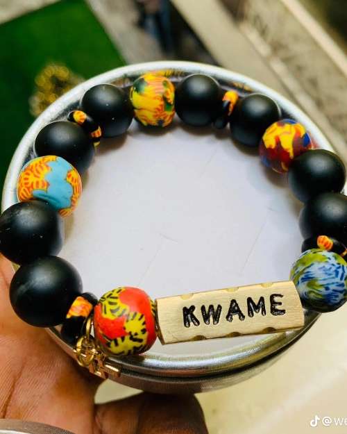 Handmade Beaded Bracelet with Kwame Charm
