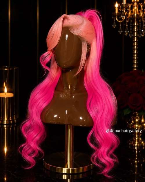 30inch Pink Ombré Body Wave Wig | Peach 