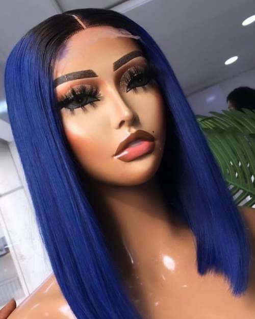 14inch Royal Blue Straight Bob Wig 