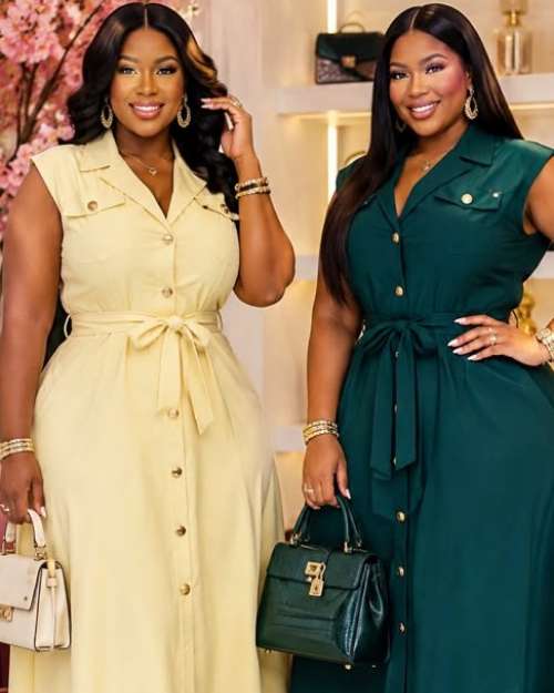 Women's Long Shirt Dress with Belt