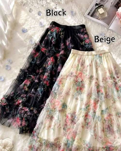 Floral Ruffled Maxi Skirt