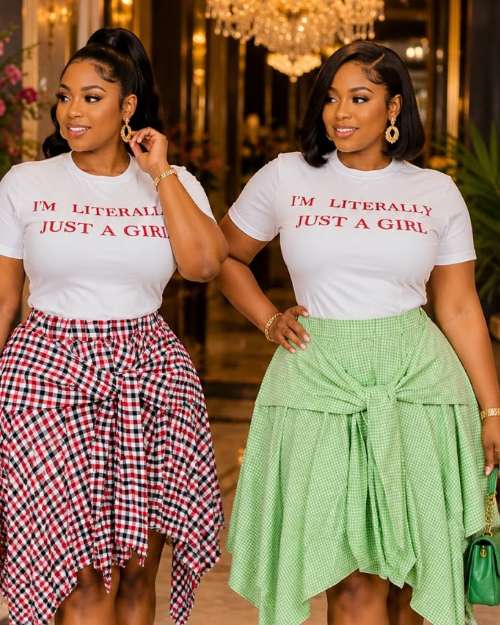 Women's Plaid Skirt and Top Set