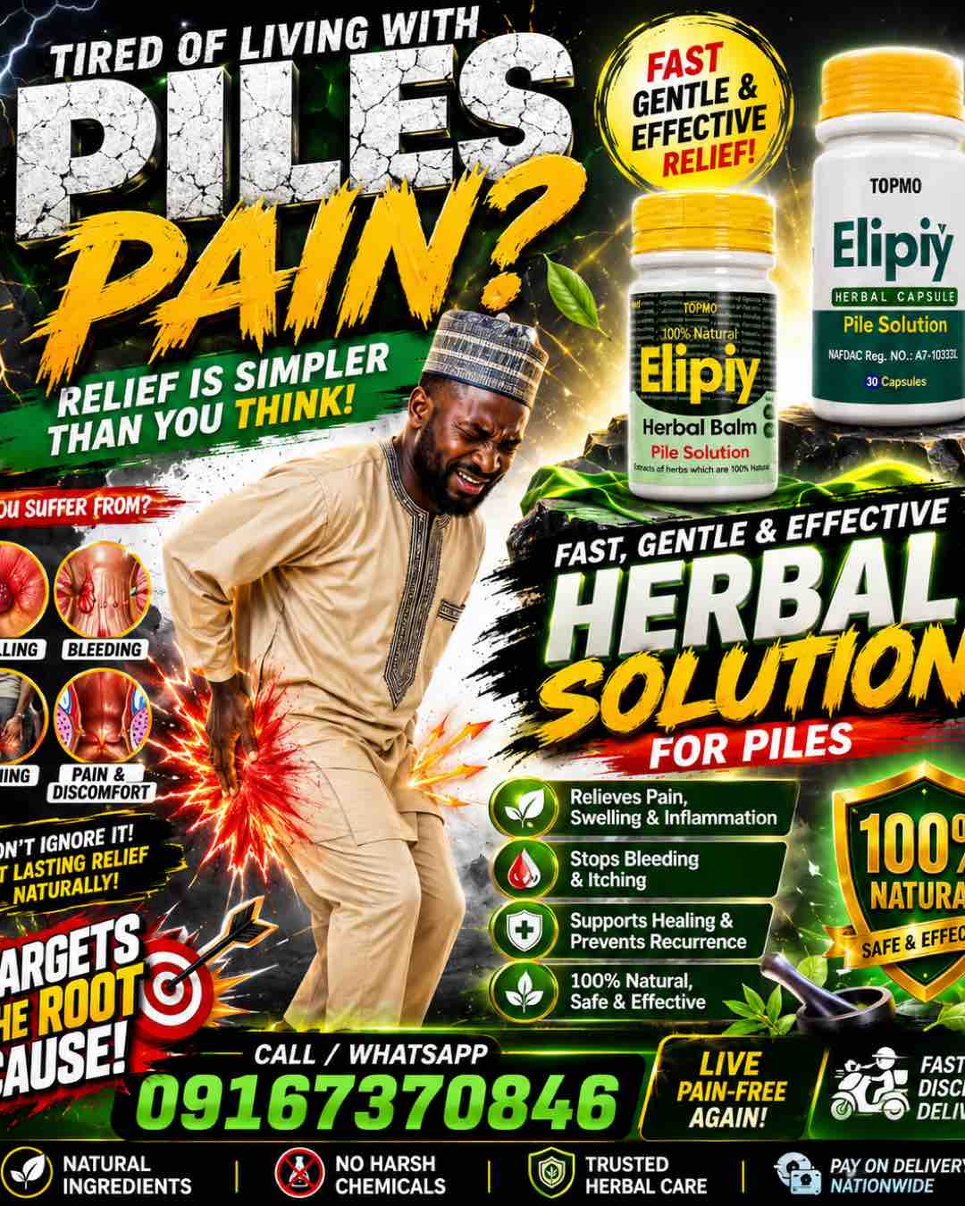 Elipiy Herbal Piles Solution Capsule and Balm