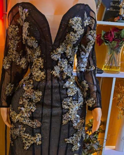 Black Sequin Party Dress