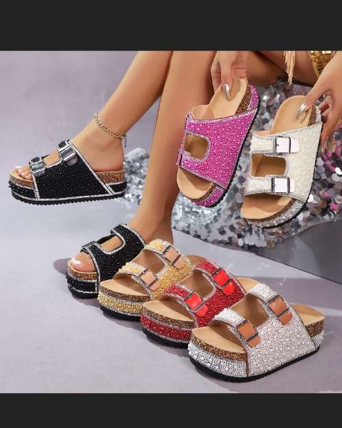 Women's Embellished Platform Wedge Sandals