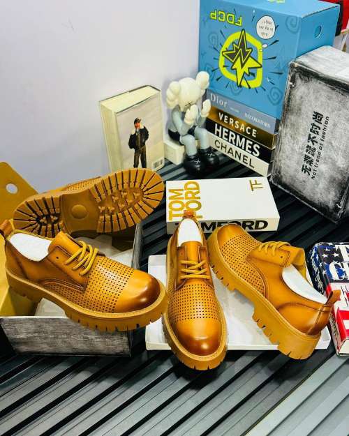 Men's Brown Perforated Derby Shoes