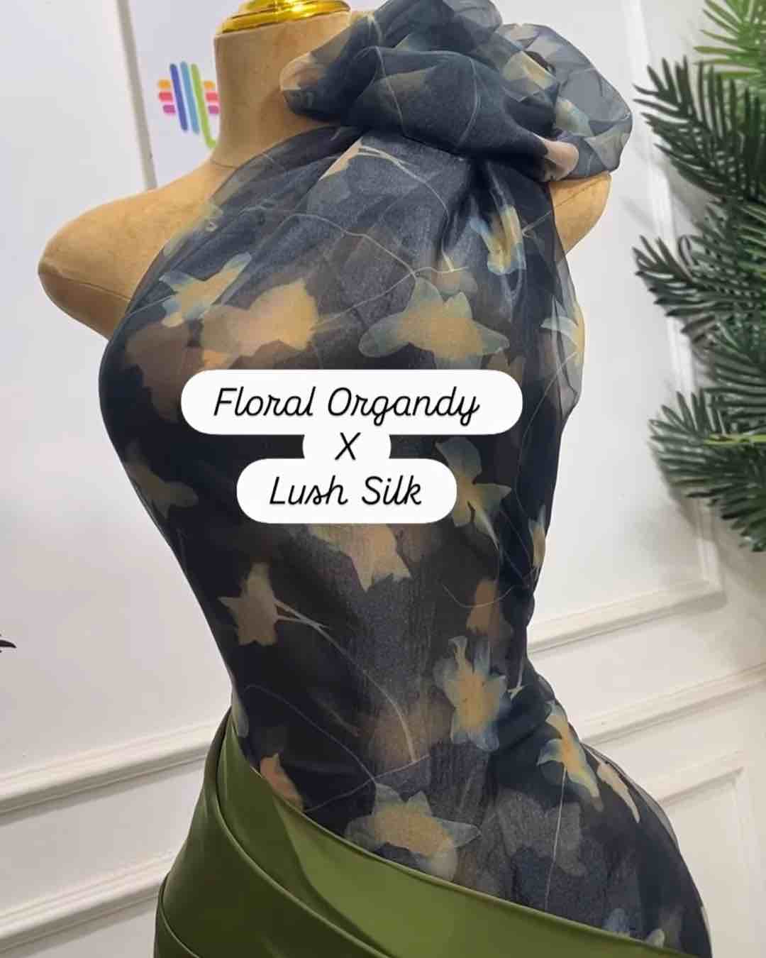 Floral Organdy and Lush Silk Fabric Combo