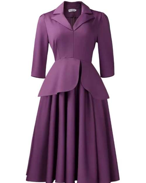 Purple Peplum Midi Dress