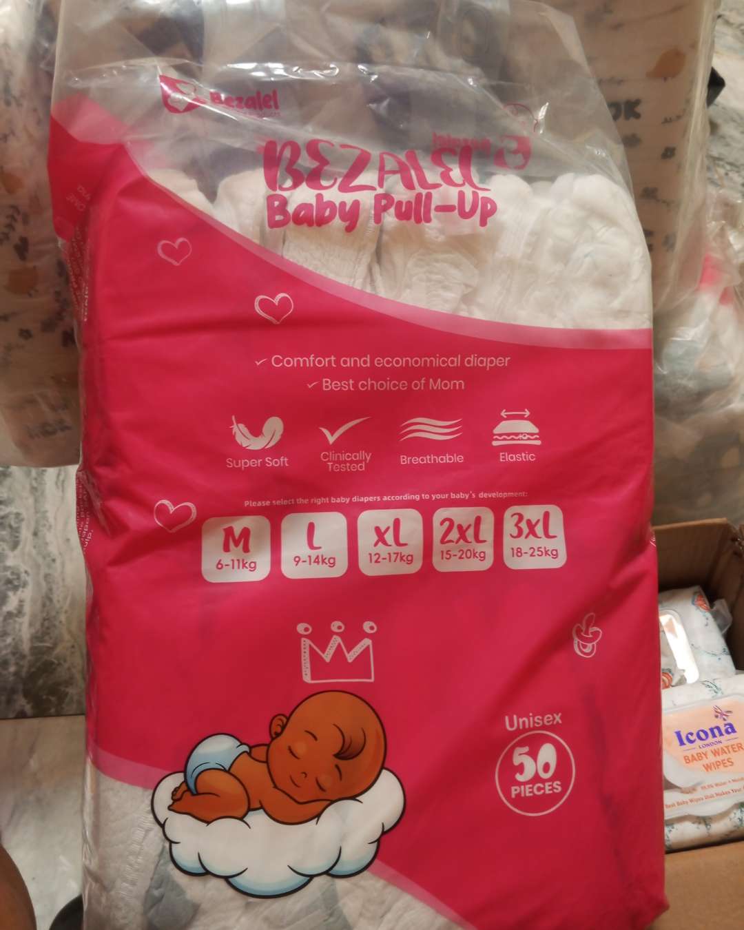 Bezale Baby Pull-Up Diapers XL (50 Pieces)