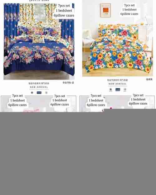 Floral Print 7-Piece Bedsheet Set