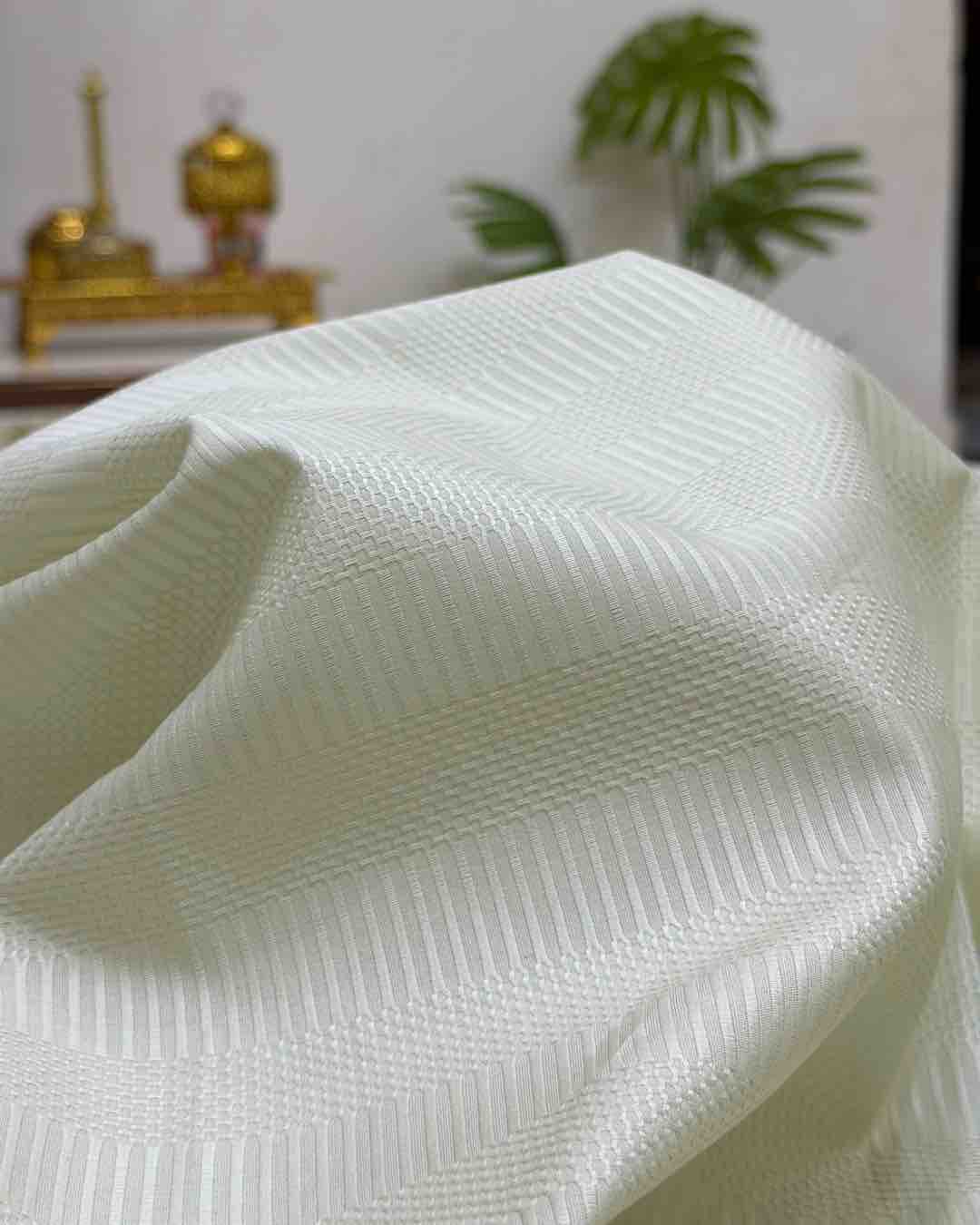 White Patterned Cotton Fabric