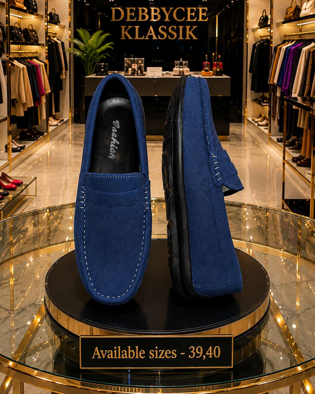 Men's Blue Suede Loafers