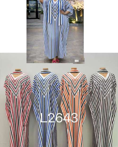 Striped Kaftan Maxi Dress