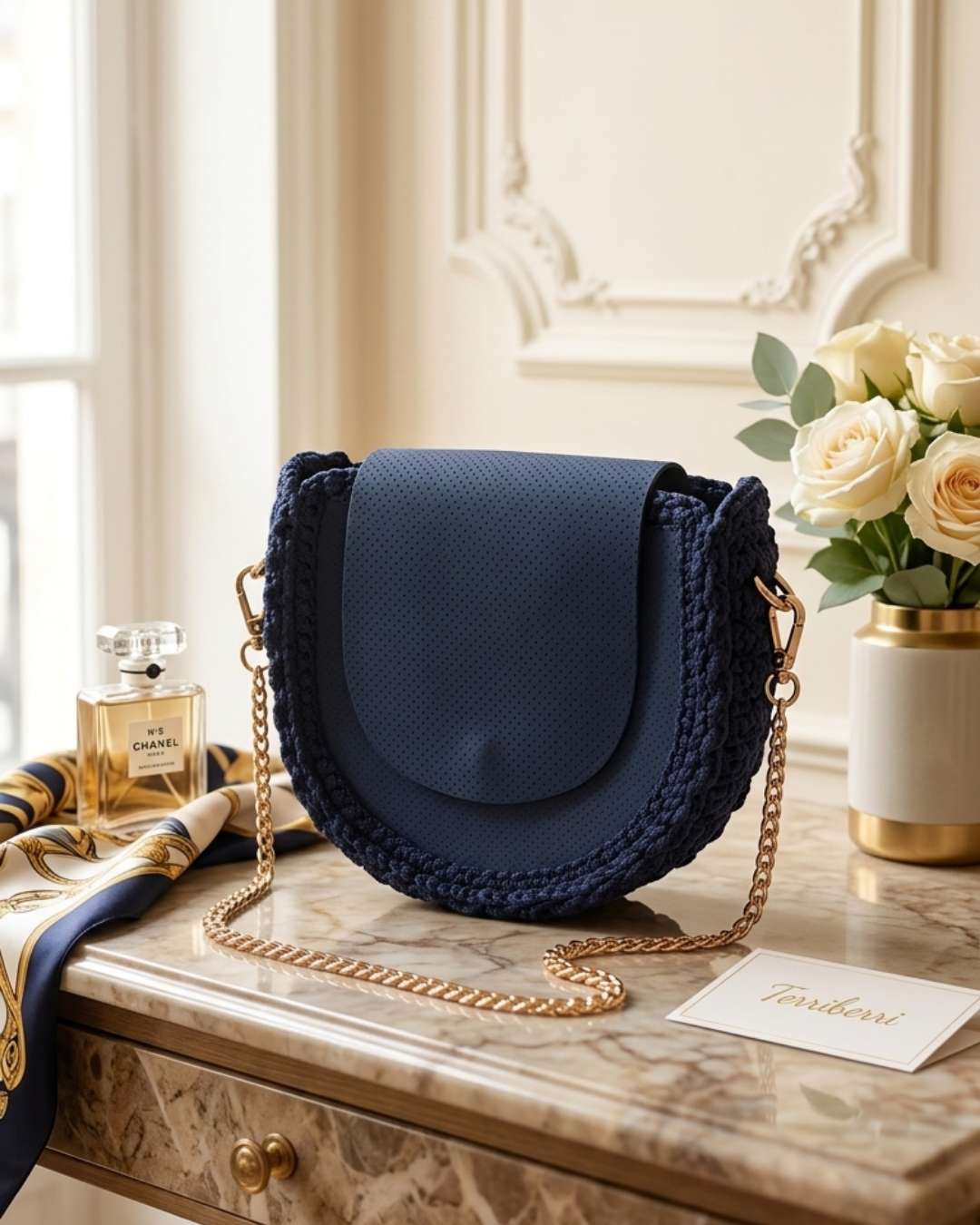 Navy Luna Handbag