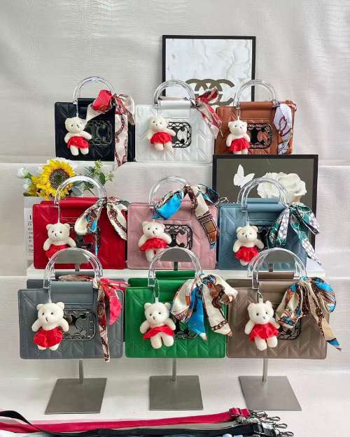Women's Fashion Handbags with Bear Charm