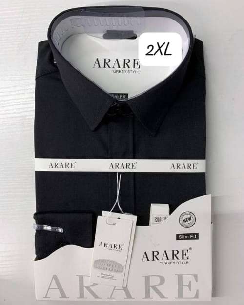 Ararare Men's Black Slim Fit Long Sleeve Shirt