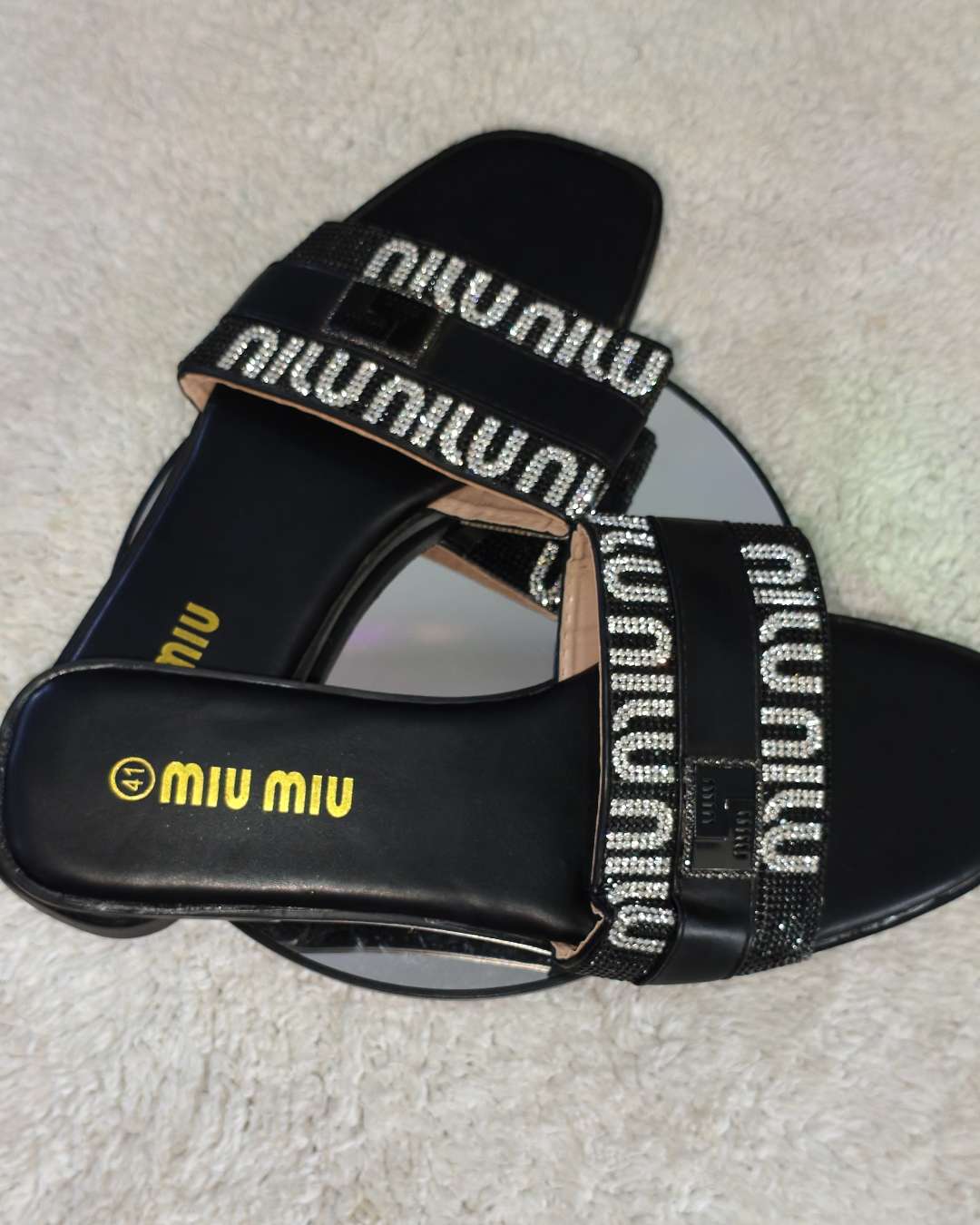 Miu Miu Embellished Slippers