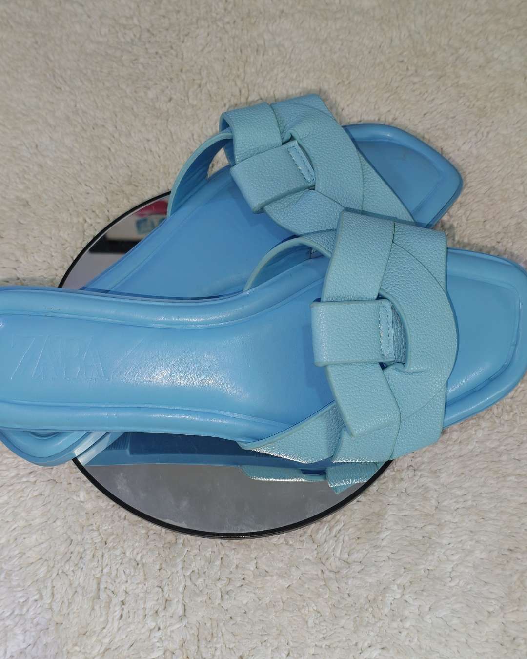 Women's Blue Woven Strap Slippers