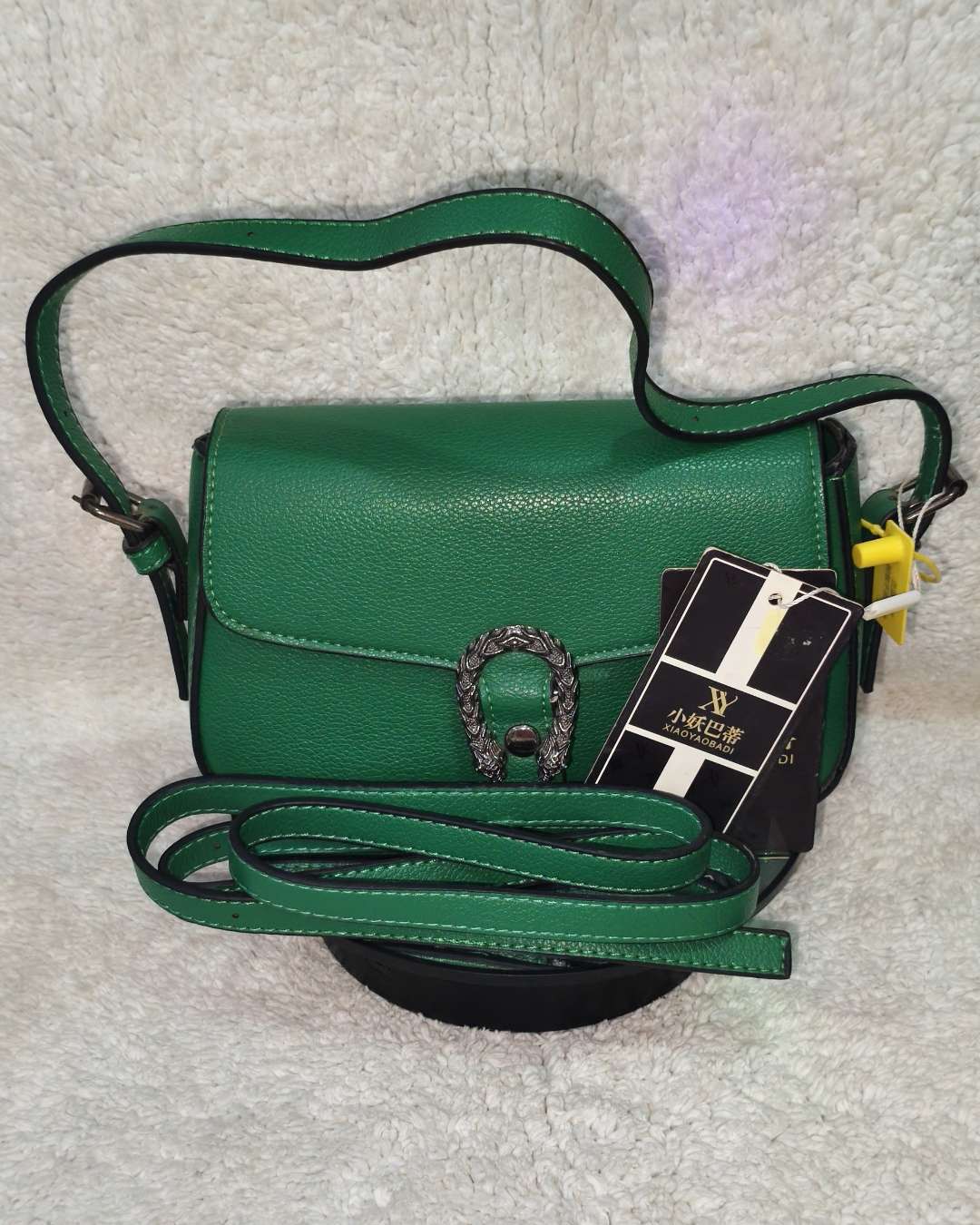 Green Shoulder Bag with Horsebit Detail