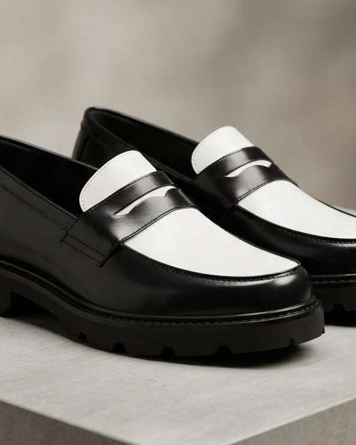 Black and White Penny Loafers