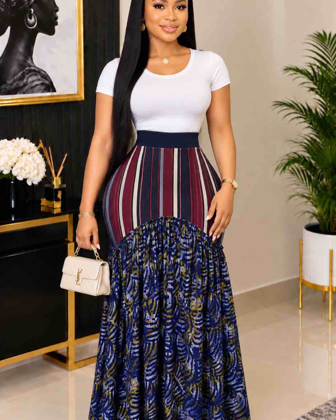 Pamela Bodycon Top and Ankara Skirt Set