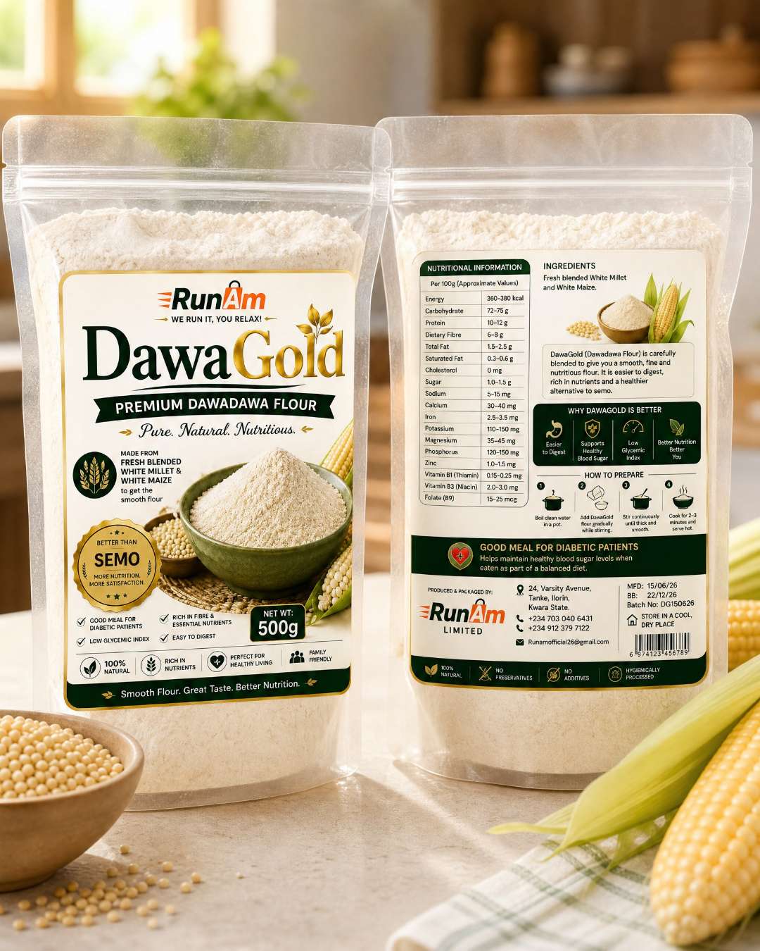 RunAm DawaGold Premium Dawadawa Flour 500g
