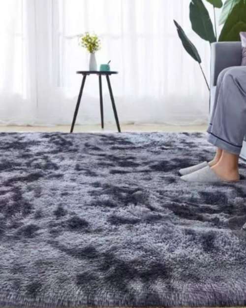Fluffy Grey Area Rug