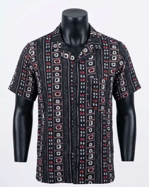 Men's Vintage Patterned Short-Sleeve Shirt