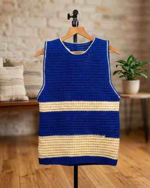 Men's Striped Crochet Tank Top