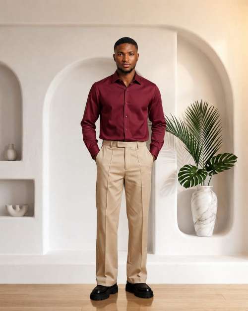 Men's Silk Shirt and Crepe Trousers Set